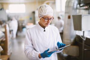 Lab worker in sterile gear
